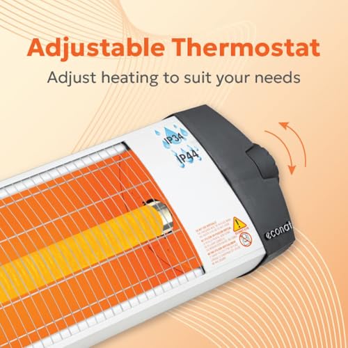Econat C-15 Infrared Electric Heater 1500W, Wall Mounted Indoor/Outdoor Heater with Adjustable Thermostat, Energy Efficient – 4 Pack