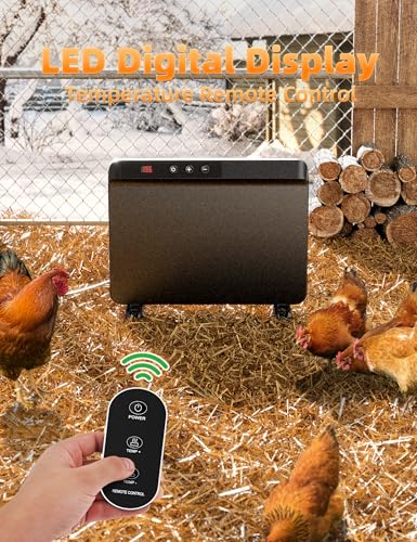 HOPOCO Smart Chicken Coop Heater with Efficient Thermostat, Compatible with Timers & Temp Controllers, 200W Safe Inside Radiant Flat Panel Warmer, Remote-Adjustable for Pets & Animals in Winter