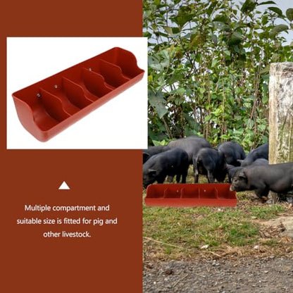 DOITOOL Plastic Fence Feeder Heavy Duty Pig Trough 5 Compartment Livestock Feeder Plastic Pig Feeers Livestock Pets Animal Feeders Farm Supplies