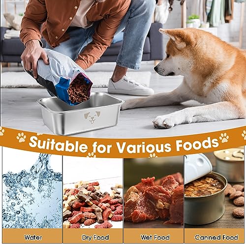 Sweetude 4 Pcs Stainless Steel Dog Bowls Bulk High Capacity Metal Dogs Food and Water Bowls for Large Dogs Pets(Silver,1.25 Gallon) - color: silver, size: 1.25 Gallon
