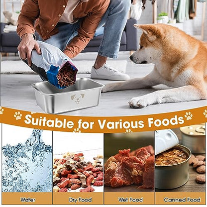 Sweetude 4 Pcs Stainless Steel Dog Bowls Bulk High Capacity Metal Dogs Food and Water Bowls for Large Dogs Pets(Silver,1.25 Gallon) - color: silver, size: 1.25 Gallon