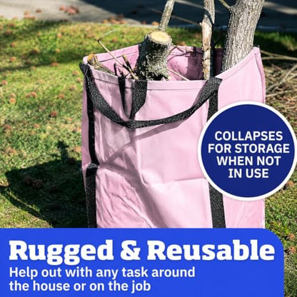 DURASACK Heavy Duty Home and Yard Bags 48-Gallon Reusable Self-Standing Lawn and Leaf Bags Garbage Can with Reinforced Handles, Lilac - color: Lilac
