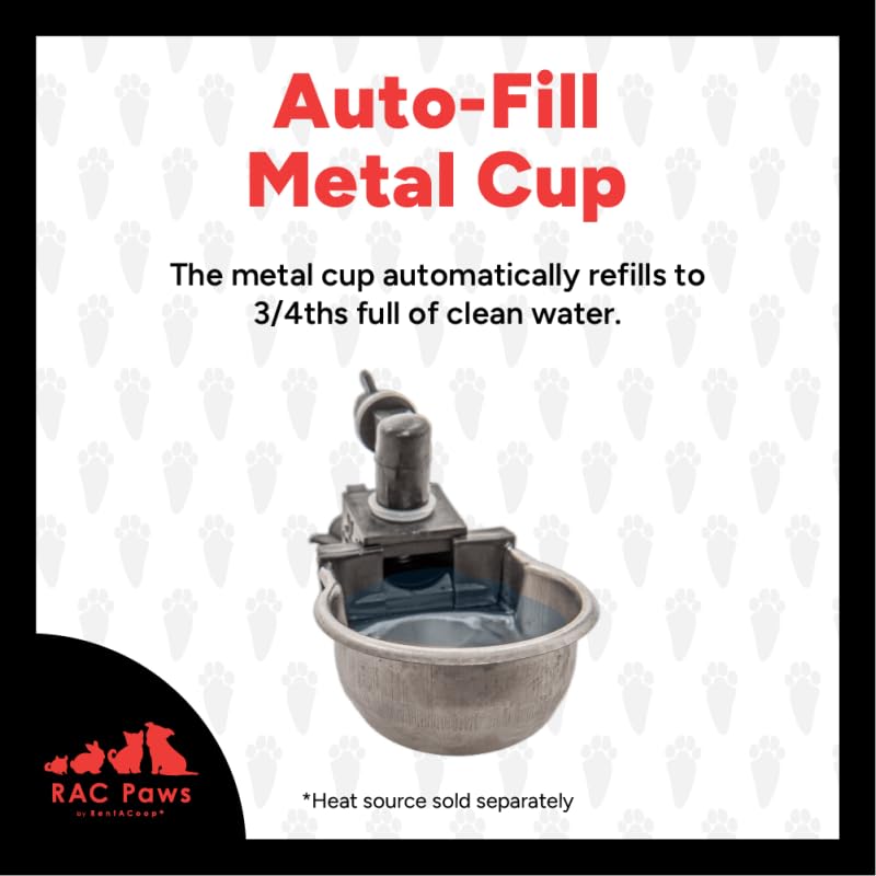 Rac Paws by RentACoop DIY Auto-Fill Metal Cup Waterer Kit - Great for Small Animals, Pets, Bunnies, Ferret, Chickens, Hamsters, Guinea Pigs, Rabbits, Chinchillas, Mice, Rats - 2 Pack - style: 2 Pack