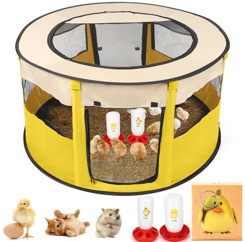 Chicken Brooder Box for Chick Starter Kit - 2026 Upgrade XL (Extra Large) Double Door Chick Brooder Pen//Holds Up to 20 Baby Chicks, Ducklings, Quail(Yellow)