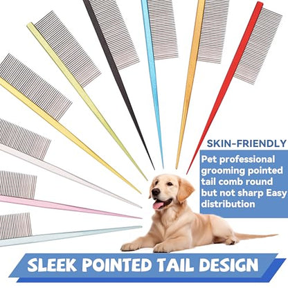 Grooming Pet Comb Rat Tail Dematting Cat and Dog Comb，Rounded Ends Design for Safe Tangle Removal, Hairstyling, Massage，Loose Hair Removal，Prevent Irritation，Fluffing Paws,Face,Tail,Remove Tear Stain - color: Purple