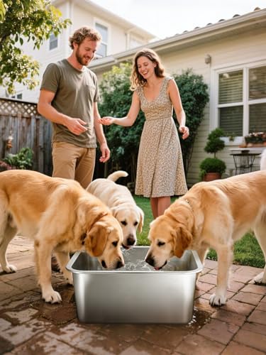 4 Gallons Extra Large Dog Bowls - High Capacity Food Grade Stainless Steel Dog Water and Food Bowl No Spilling, Durable for X-Large Multiple Large Breed Dogs Indoor Outdoor - size: 4 Gal