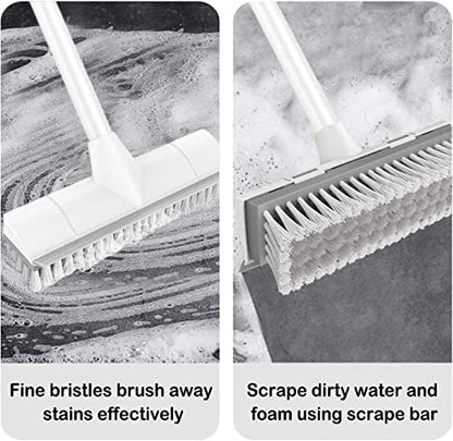 BOOMJOY 2 Pack Floor Scrub Brush with Long Handle, 2 in 1 Scrape and Brush, for Cleaning Deck, Tile, Grout, Kitchen, Patio, Garages - color: 2 Pack