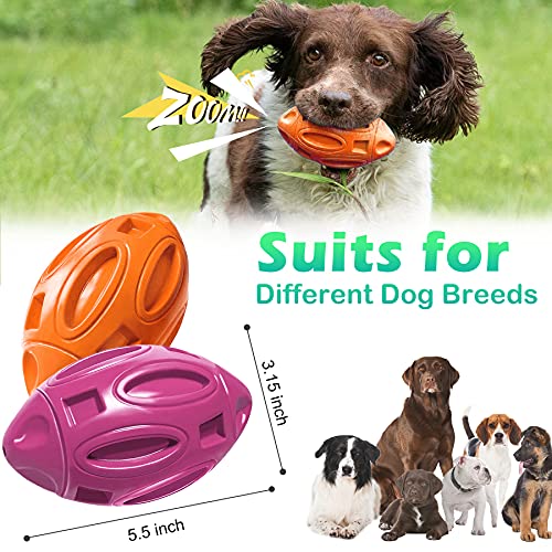 Pawzone 2 Pack Squeaky Dog Toys for Aggressive Chewers Large Medium Small Puppy Interactive Dog Chew Toy Durable Rubber Indestructible Tough Ball - color: 2 pack orange purple