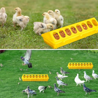 Flip Top Chick Feeder Trough Plastic Flip Top Bird Small Poultry Feeder Chicken Pigeon Duck Quail Feeder Waterer Small Chicken Feeders No Waste No Mess (Yellow) - color: Yellow