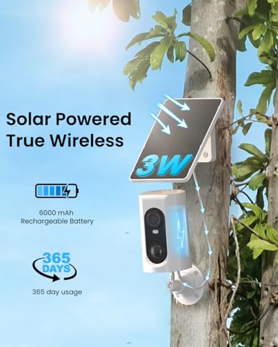 ANRAN 4G LTE Cellular Solar Security Camera Wireless Outdoor, 2K No WiFi Solar Powered Security Camera, 2 Way Audio, Smart Motion Detection, Color Night Vision, IP66, White (32GB & SIM Card Included) - color: 4G-White