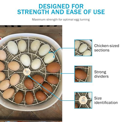 Egg Trays for Nurture Right 360 Egg Incubator - 22 Medium Chicken Eggs Capacity - Durable Hand Washable Egg Keeper for Chicken Goose Turkey Emu