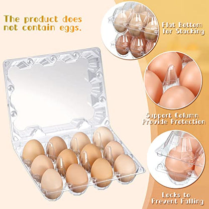Zubebe 200 Pieces Clear Plastic Egg Carton - Bulk Empty Chicken Tray Holds Securely for Farm Business Market Home Refrigerator Storage (3 x 4 Grids) - size: 3 x 4 Grids