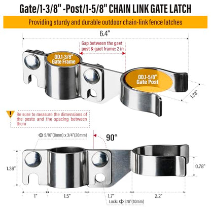 1-3/8" x 1-5/8" Chain Link Gate Latch Heavy Duty Stainless Steel Fence Gate Fork Latch Hardware with Padlock Hole 1pcs - color: 1-3/8"x1-5/8"