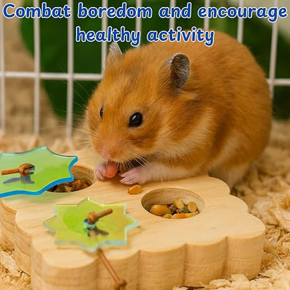 Treat Dispenser Rat Foraging Toy, Rat Enrichment Toys, Interactive Hide Treats Enrichment Toys for Rats Small Animals, Hanging Slow Feeder, Hamster Toy, Guinea Pig Accessories (M, Wood) - size: M