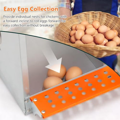 Wall-Mounted Metal Nesting Box for Chickens and Ducks – Galvanized Steel Construction with Ventilation & Easy Egg Access (6-Orange) - color: 6-Orange