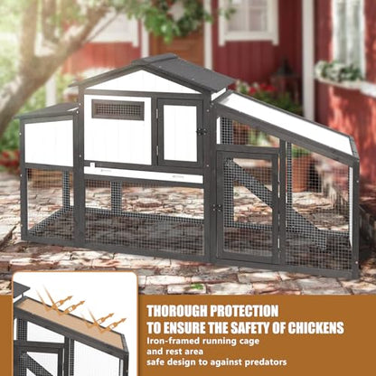 130" Large Chicken Coop with Run, 2-Story Wooden Hen House with Weatherproof Roof & Nesting Box, Outdoor Poultry Cage for 4-8 Chickens, Ducks & Rabbits with Removable Tray & Ramp - size: 130.0"L x 26.0"W x 39.0"H