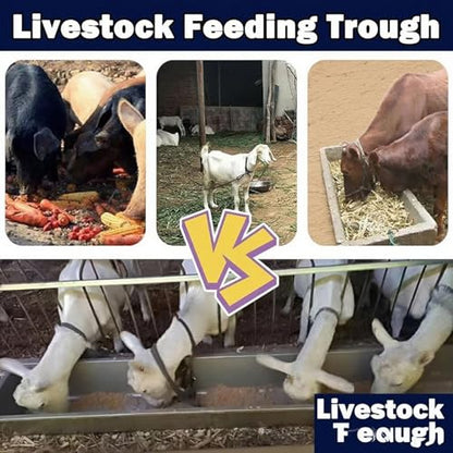 Heavy-Duty Stainless Steel Cattle Trough Pasture Feeding & Watering Trough for Sheep, Pigs, Cattle | Reinforced Edge Design, Non-Slip Surface, Easy-Clean Livestock Equipment(Sheep 77in/195cm) - size: Sheep 77in/195cm
