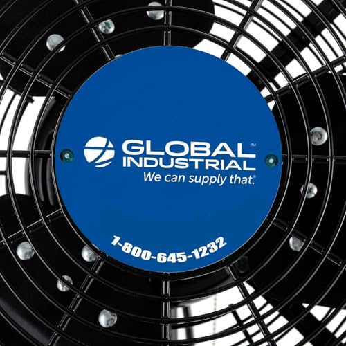 Global Industrial 24" Outdoor-Rated Oscillating Wall-Mount Fan, 2 Speeds, 7700 CFM, 3/10 HP, Black Powder Coat Finish, For Commercial & Industrial Use