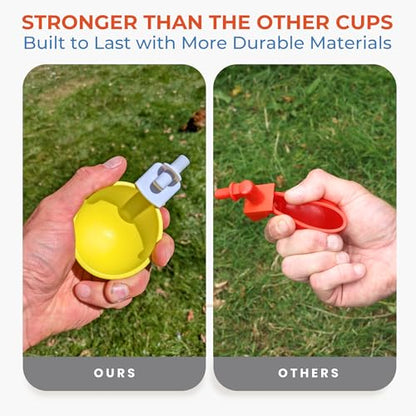 Lil'Clucker - Large Automatic Chicken Waterer Cups Suitable for Ducks, Geese, Turkeys, and Bunny Rabbit - Water Feeder Kit - Poultry Waterer (Yellow, 12 Pack) - color: Yellow, size: 12 Pack
