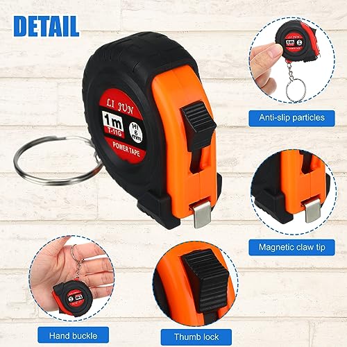 Copkim 36 Pcs Father's Day Dad Gifts Mini Tape Measure Keychain Bulk Retractable Measuring Tape with Slide Lock 3 Ft/ 1m Portable Pocket Small Tape Measure for Dad Party Favors