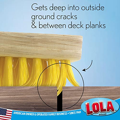 LOLA Deck Scrub Brush Outdoor Broom, Durable Bristles Remove Dirt, Grime, Grout, Leaves, Snow on Patios, Decks, Wet or Dry, 1 Count - size: 1 Count, style: Poly Fibers Deck Broom -Steel Handle
