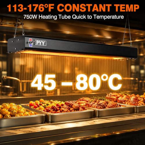PYY Food Heat Lamp - Food Warming Lamp Heater for Catering Kitchen Restaurant Buffet, Aluminum Overhead & Hanging Food Warmer Lamp Strip 750W,36 Inch,Black