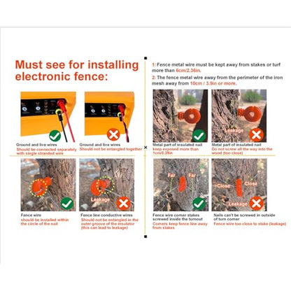 30 Miles Solar Electric Fence Charger for Livestock,6-12KV Adjustable Output Solar Charger,1.5J Fence Charger,15W Solar Powered Electric Fence Kit for Garden,24H Uninterrupted Protection - color: Orange