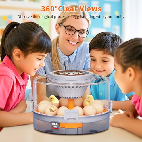 12 Egg Incubator with Automatic Egg Turning and Humidity Control 760° Turner,Incubators for Hatching Eggs, High Hatchr for Chicken Duck Quail Pigeon,Science Classroom, Home | Incubator for Chicken Eggs,Duck,Goose,Quail,Snake,Egg Incubator with Automatic E