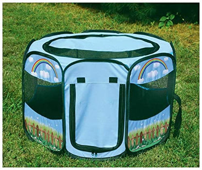 Pet Portable Foldable Play Pen Exercise Kennel Dogs Cats Indoor/outdoor tent for small medium large pets Animal Playpen with Pop up mesh cover great for travel LARGE,BLUE/GREEN - style: Large