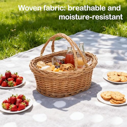 Wicker Picnic Basket with Handle, Natural Large Empty Basket Cheap Easter Egg Candy Storage Suitable for Toys, Flowers, Weddings (Original Color 15.75 * 11.81 * 5.91 inches)