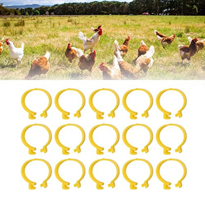 100 Pcs Chicken Ankle Rings, Chicken Leg Bands Yellow Chicken Leg Rings, 18mm Plastic Poultry Leg Bands Rings for Ducks Chicks Goose Turkey - size: 18mm
