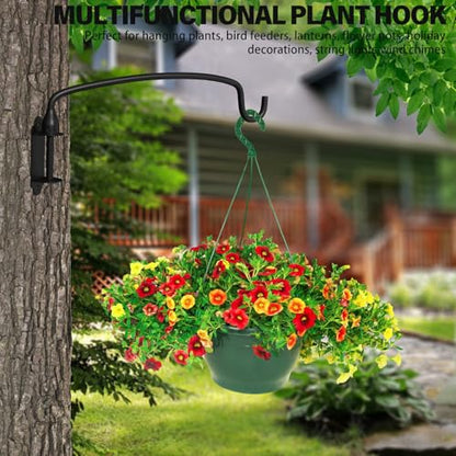 4 Pack Plant Hanger Bracket Wall Mounted Hooks for Hanging Bird Feeder, Flower Bracket, Anti Rust Metal Lanterns 12 Inches - color: Black, size: 12in 4Pack