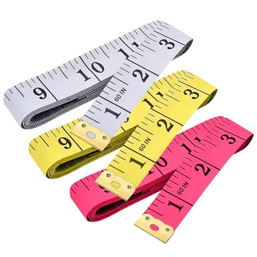 3-Pack Soft Tape Measure Body Double Scale Sewing Flexible Craft Tailor Vinyl Ruler Perfect for Weight Loss Medical Body Measurement, Has 150 Centimetre Scale on Reverse and Front 60-inch, 3 Colors - color: 3 Colors