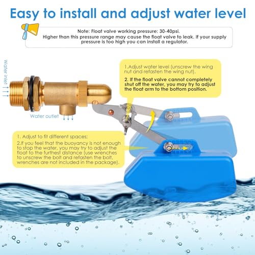 2 Pack Brass Float Valve 3/4 Inch, Livestock Water Tank Float Valve Switch Brass Float Ball Valve Shut Off Pool Auto Fill Valve for Automatic Waterer - style: 3/4" Blue