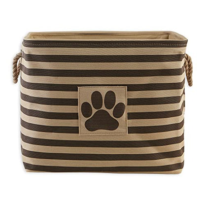 Bone Dry Pet Storage Collection Striped Paw Patch Bin, Large Rectangle, Brown - color: Brown, size: Large Rectangle