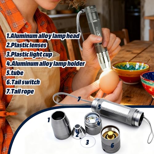 Egg Candlers for Chicken Eggs, 2026 New Egg Candling Light Tester Lamp Egg Checker Incubator for All Chickens Ducks Quail Dark Eggs 【Upgraded USB Charger】 (Grey) - color: Gray