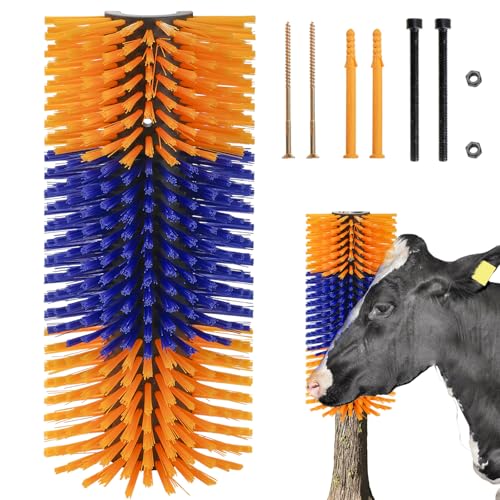 Cididu Livestock Scratch Brush, Cow Brush Scratcher with 4 Screws | Horse Brushes for Grooming, Livestock Scratching Post Horse Grooming Supplies Back Scratching for Cattle Goat Sheep Elk Pig