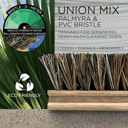 LOLA Deck Scrub Brush, 9" x 3.5" Head w/Palmyra & PVC Bristles for Outdoor Cleaning, Removes Dirt & Grime from Patios, Decks, Grout, 9 CT - size: 9 Pack, style: Palmyra & PVC Deck Broom -Steel Handle