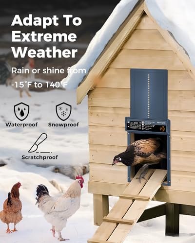 Automatic Chicken Coop Door Solar Powered, LCD Display, Timer & Light Sensor, 20-m Remote Control,Electirc Door,4 Modes, USB Rechargeable Battery, Light Blue - color: Blue