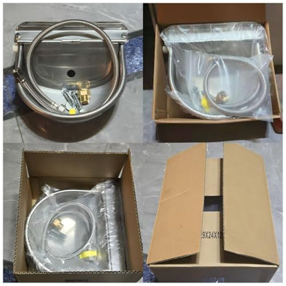 Automatic Animal Water Bowl with Float Valve, Stainless Steel Self-Filling Drinking Trough with Drain Hole, Farm Dog & Livestock Waterer for Horse, Goat, Cattle