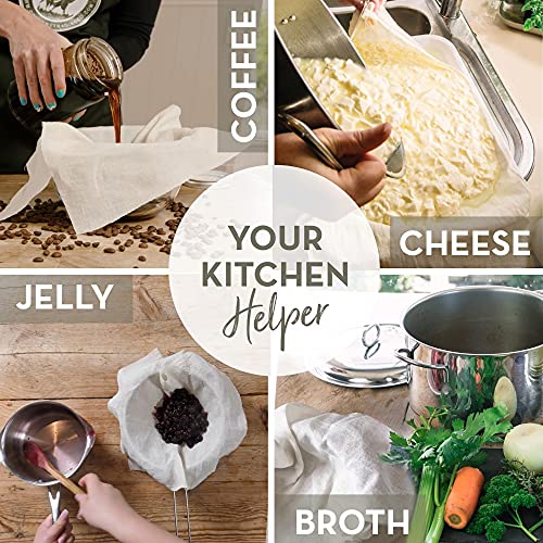Organic Unbleached Cotton Cheesecloth – GOTS Certified Reusable Hemmed Muslin Straining Cloth for Cooking & Kitchen, 2 Squares, 23" x 23" (58 x 58 cm) - size: 3.7 sq ft (2 pcs)