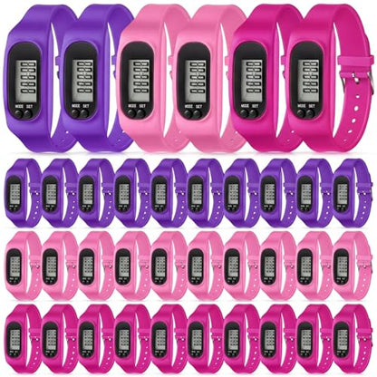 Geyoga Pedometer for Walking Steps and Miles Pedometer Watch Silicone Steps Tracker Running Bracelet Ankle Step Counter for Calorie Burning and Step Counting - color: Pastel Girly Multi