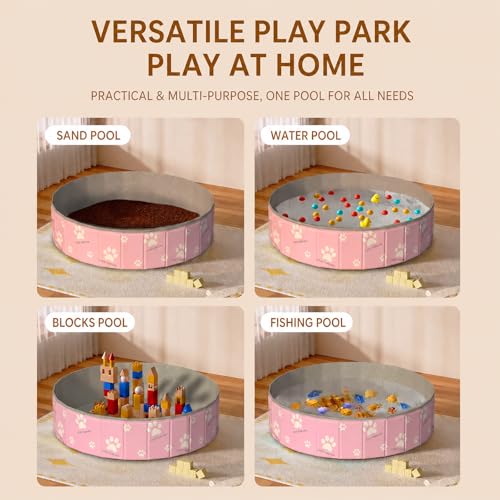 47in Extra Large Dog Ball Pit – Foldable Pet Playpen Ball Pool for Large Dogs, Puppies and Cats, Indoor Outdoor Playpen (Balls Not Included) (Pink)