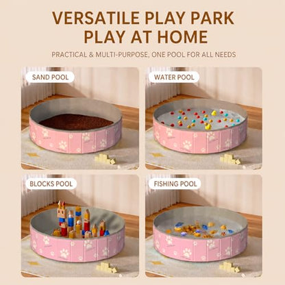 47in Extra Large Dog Ball Pit – Foldable Pet Playpen Ball Pool for Large Dogs, Puppies and Cats, Indoor Outdoor Playpen (Balls Not Included) (Pink)