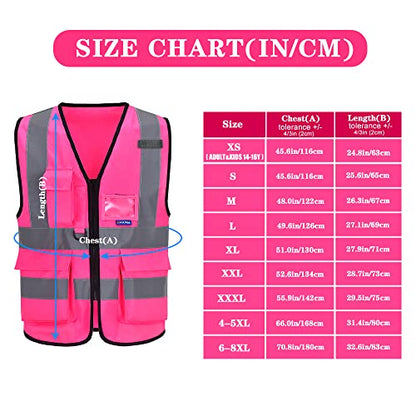 6XL 7XL 8XL Pink Safety Vest with pocket, Pink 6XL-8XL - color: Pink, size: 6X-Large