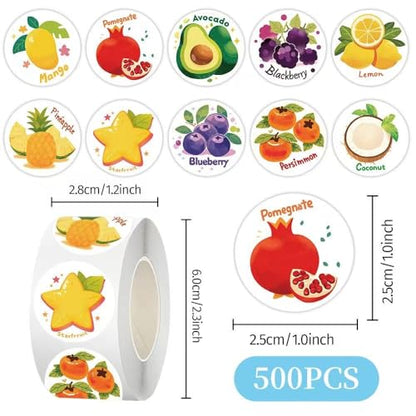 1000 Pcs Fruit Stickers Bulk 2 Roll 1 Inch,Food Pineapple Banana Mango Watermelon Strawberry Sticker Pack Gift for Party Favors Book Water Bottles Laptop,Vegetable Stickers for Kids Boys Girls School - color: Fruit Stickers