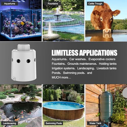 Float Valve For Water Tank Designed for Water Level Control, Auto Filling&Shut Off, Durable Nylon Resin Water Trough Float Valve for Livestock tank,Fish Pond,Fountains etc. White 1pc - style: White 1pc