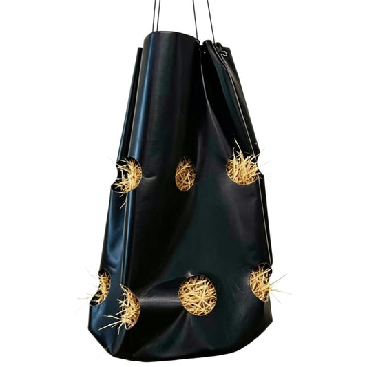 Horse Feed Bag - Large Capacity 600D Tear Resistant Fabric with Hanging Rope and Reinforced Metal Connection - Slow Feeder for Horses Goats and Sheep Used in Stalls Barns or Trailers