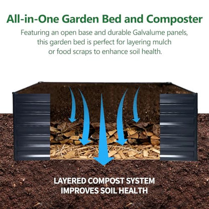 Galvalume Raised Garden Bed 8x4x1.95FT–3X Rust Resistant Aluminum-Zinc Steel,466 Gallon Extra Deep Metal Planter Box, Heavy Duty Outdoor Vegetable Garden Bed for Tomatoes, Potatoes & Root Crops - size: 8x4x1.95 FT (1 PC)