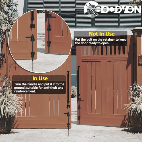 36 Inch Cane Bolt Gate Drop Rod Heavy Duty Gate Hardware, Gate Ground Latch for Wooden Fences, Metal Gates Doors Stopper for Gate Ground, Wrought Iron Gate Latches, Black Finish(1 Pack) - size: 36 Inch